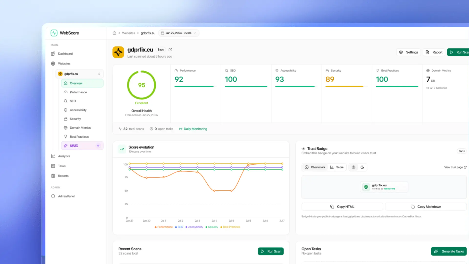 Screenshot 1 of WebScore