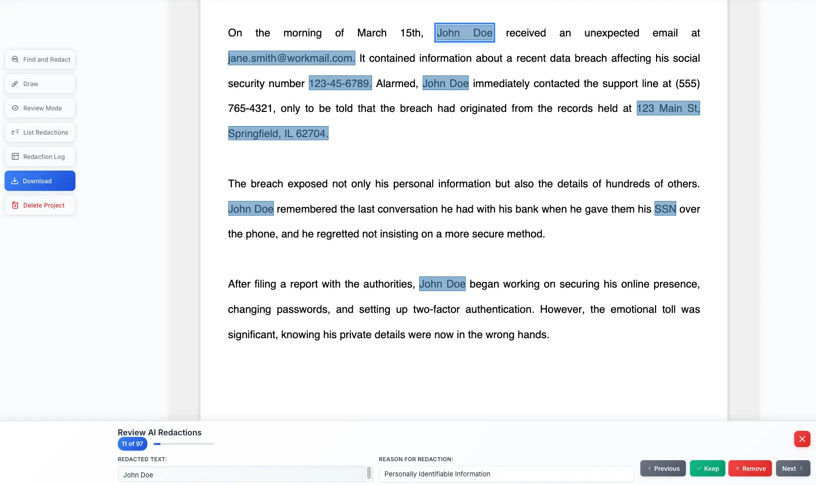 Screenshot 3 of RedactMyPDF.com