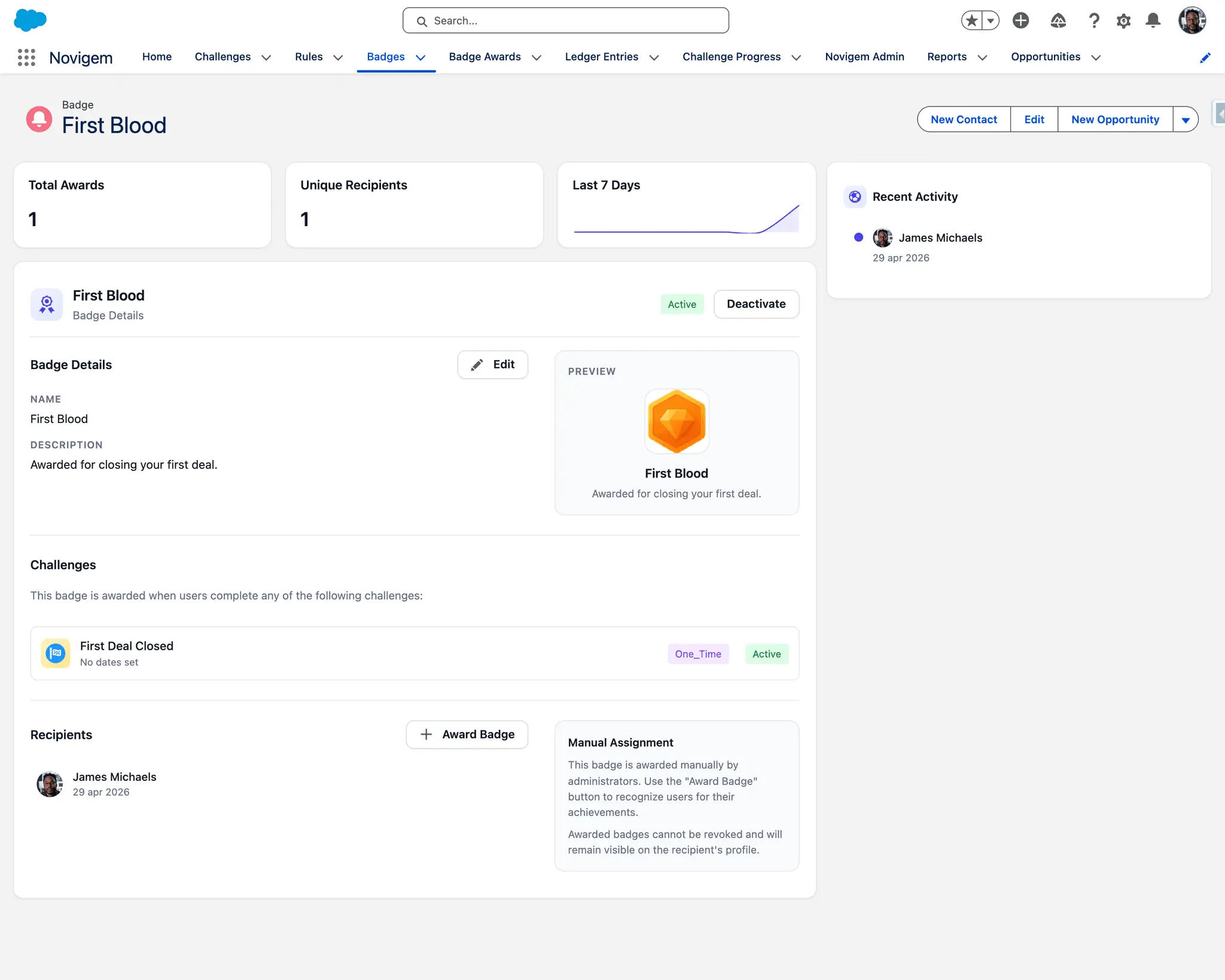 Screenshot 2 of Novigem Sales Gamification Platform
