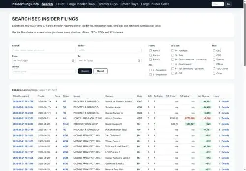 Screenshot 1 of insiderfilings.info