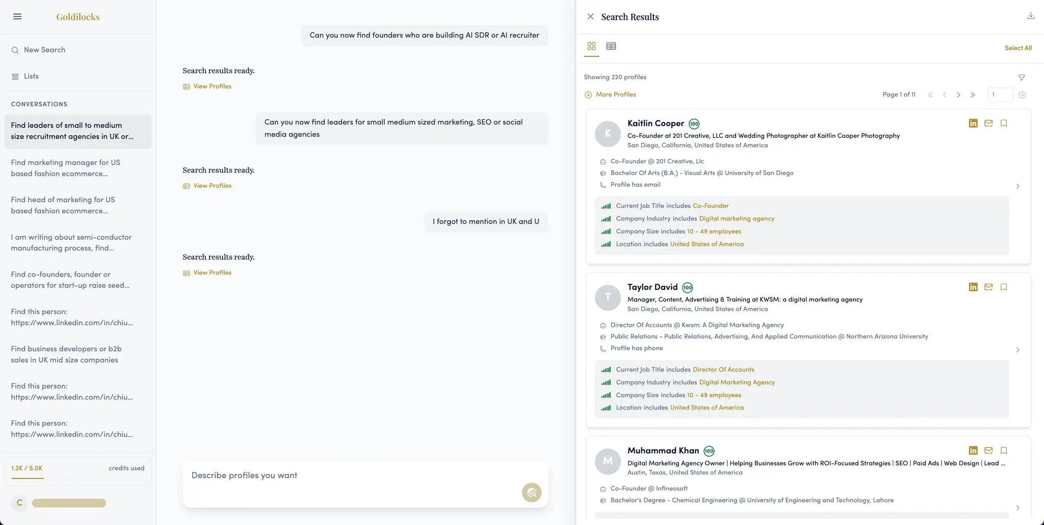 Screenshot 4 of Goldilocks People Search Platform