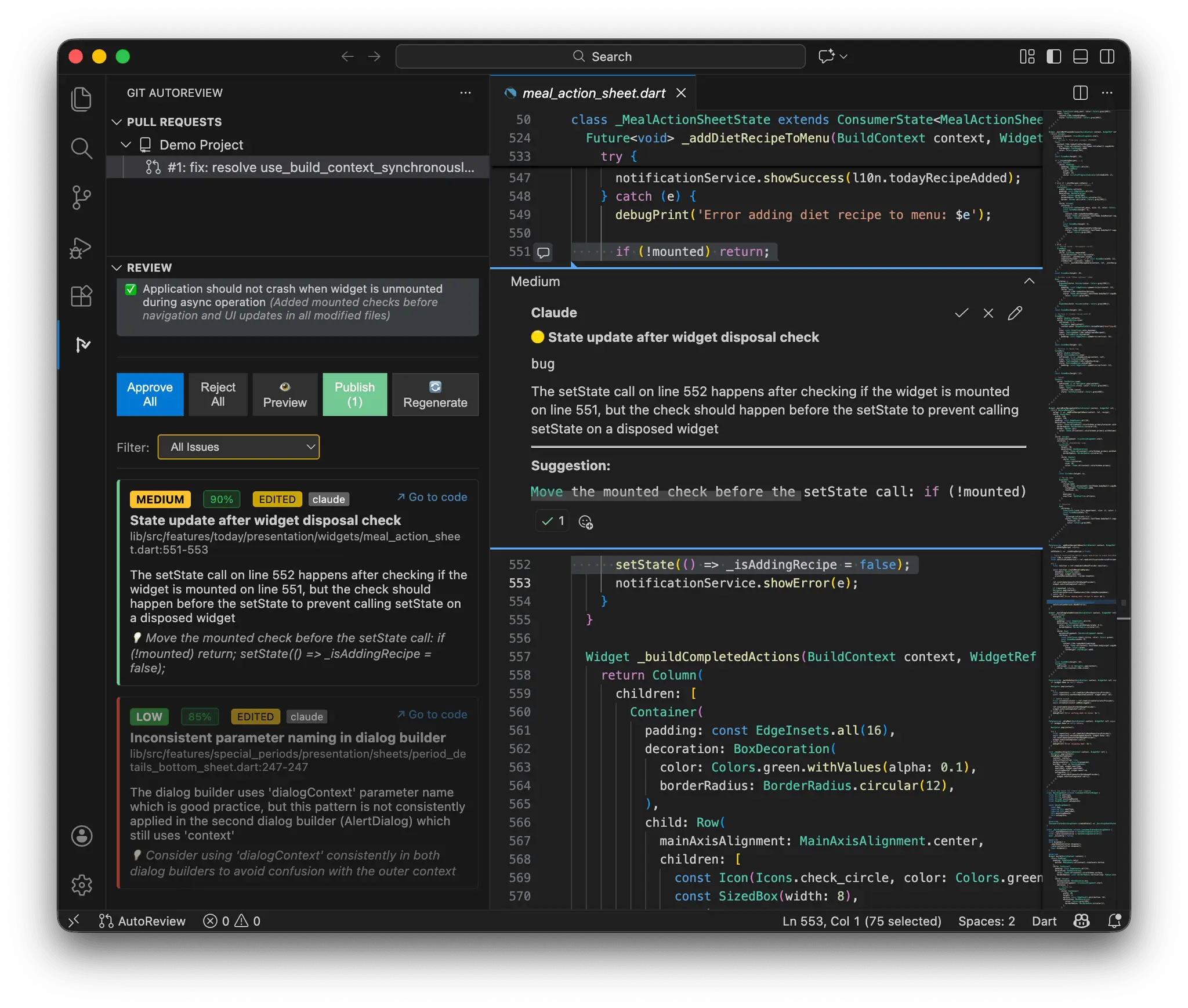 Screenshot 1 of Git AutoReview: AI Code Review Helper