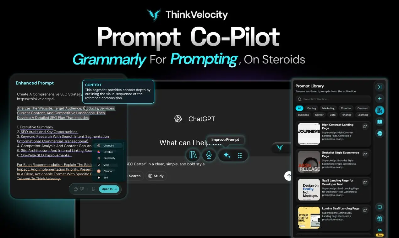 Screenshot 2 of Prompt Assistant: ThinkVelocity AI