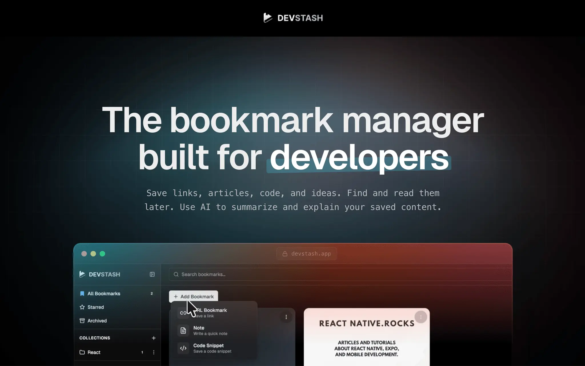 Screenshot 1 of DevStash