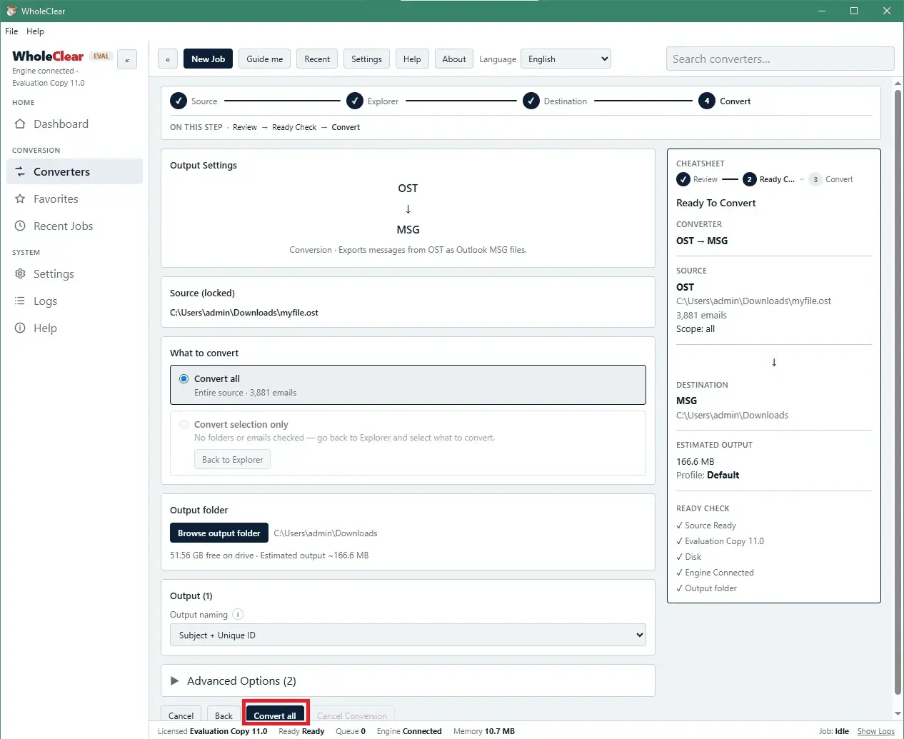 Screenshot 5 of WholeClear OST to MSG Converter