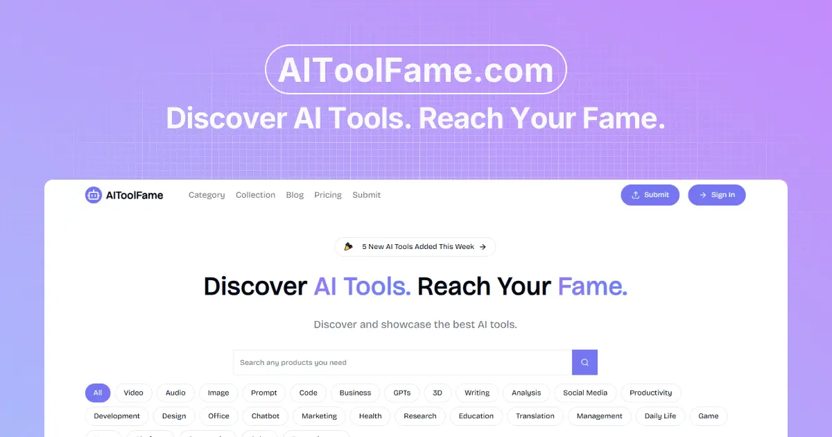 Screenshot 1 of AIToolFame - Popular AI Tools Directory