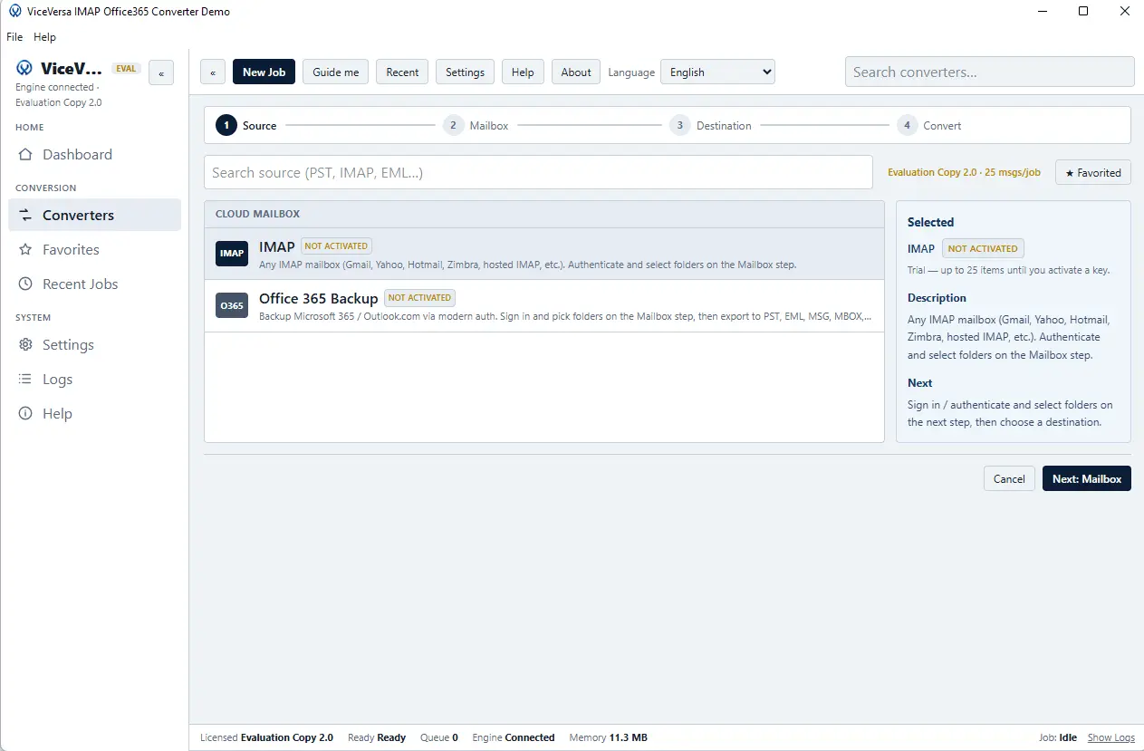 Screenshot 1 of ViceVersa IMAP to Office 365 Converter