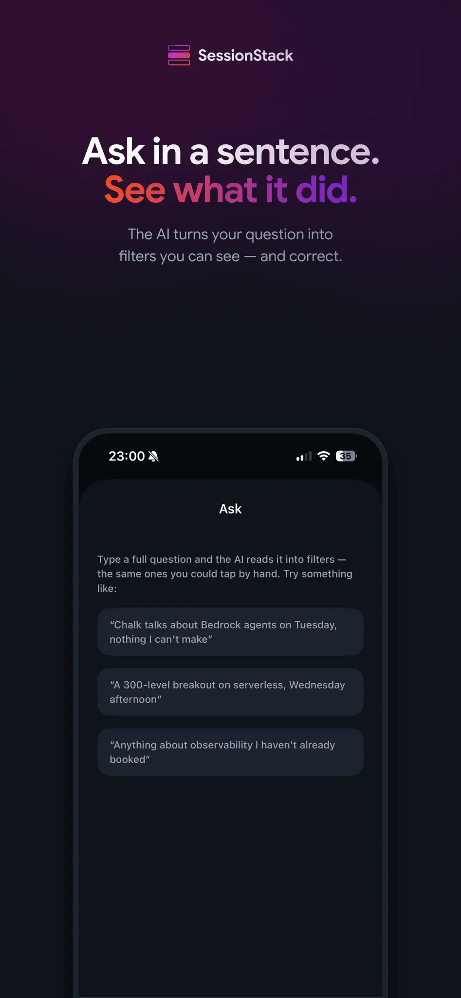 Screenshot 3 of SessionStack - AWS re:Invent Planner