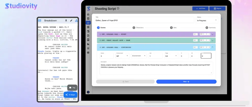 Screenshot 9 of AI Script Breakdown Software| Studiovity
