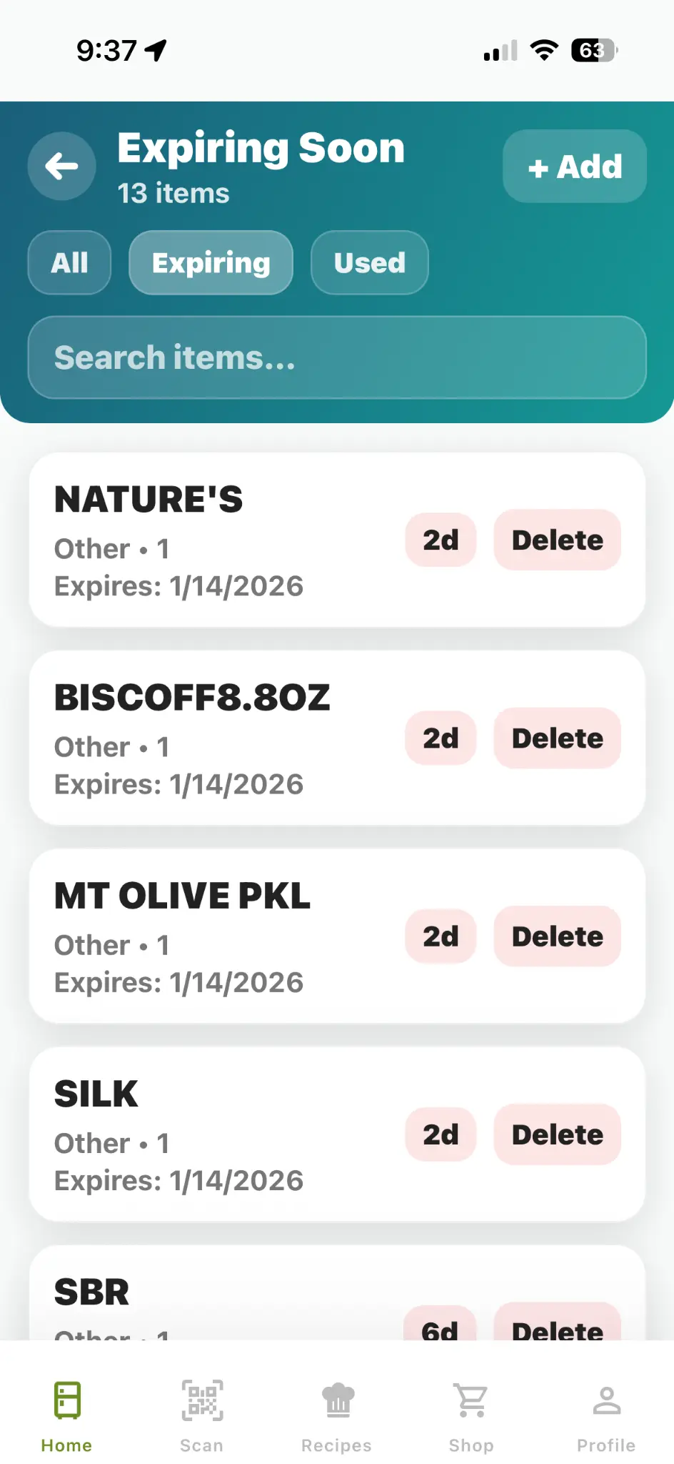 Screenshot 3 of FridgeSmart App