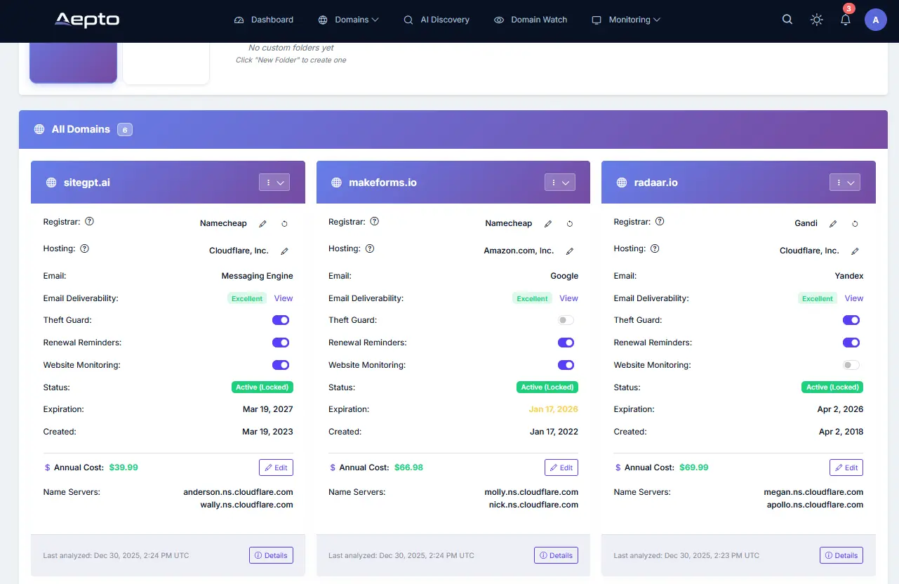 Screenshot 5 of Aepto – Centralized AI Domain Monitoring