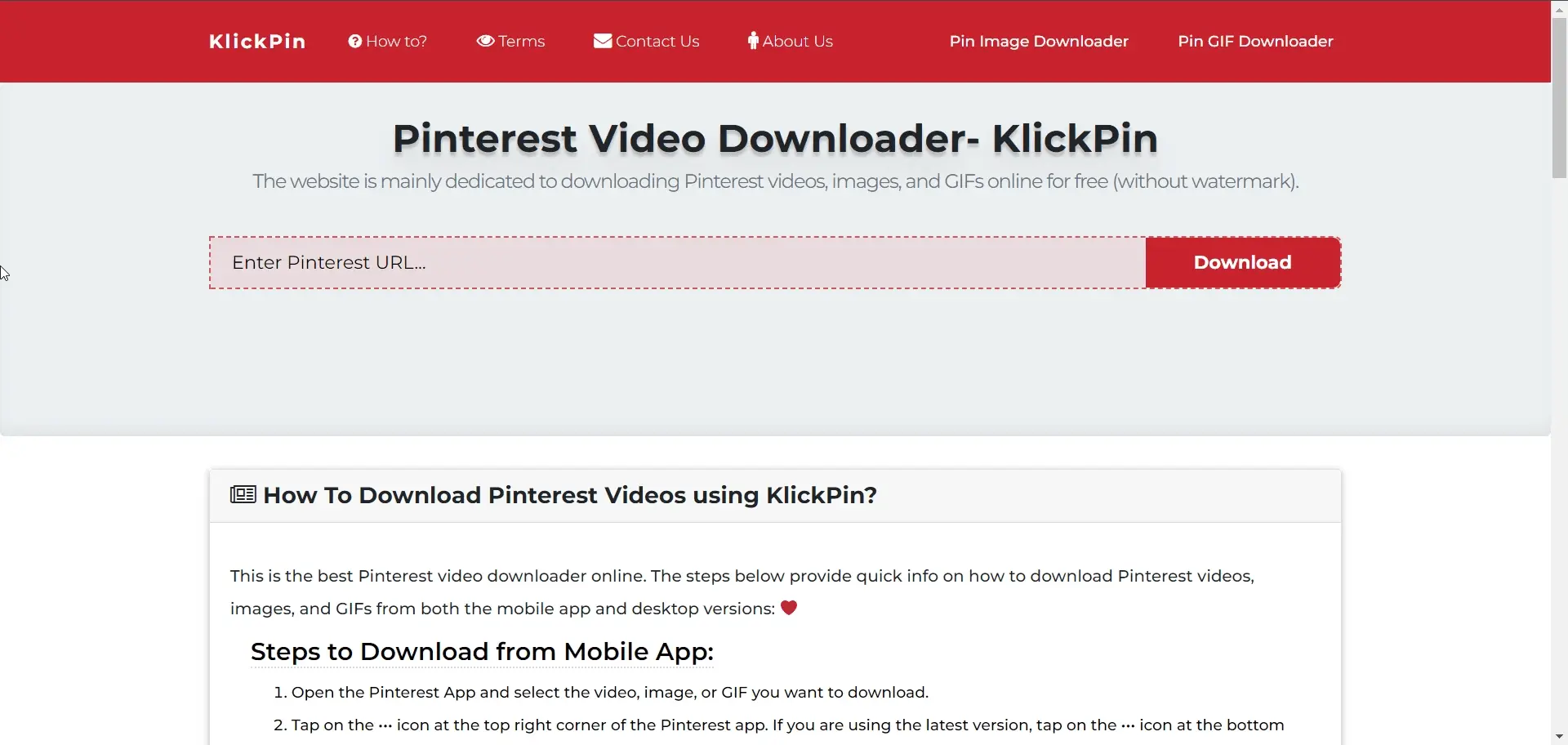 Screenshot 1 of Pinterest Video Downloader
