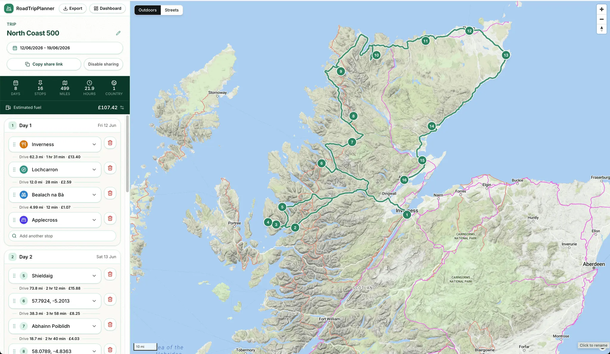 Screenshot 2 of RoadTripPlanner