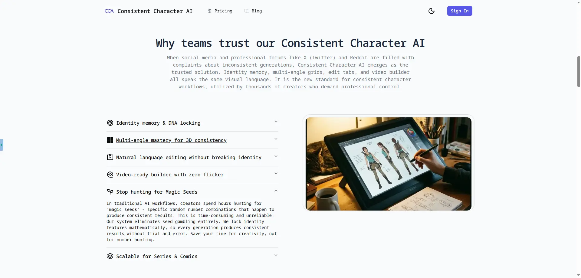 Screenshot 1 of Consistent Character AI