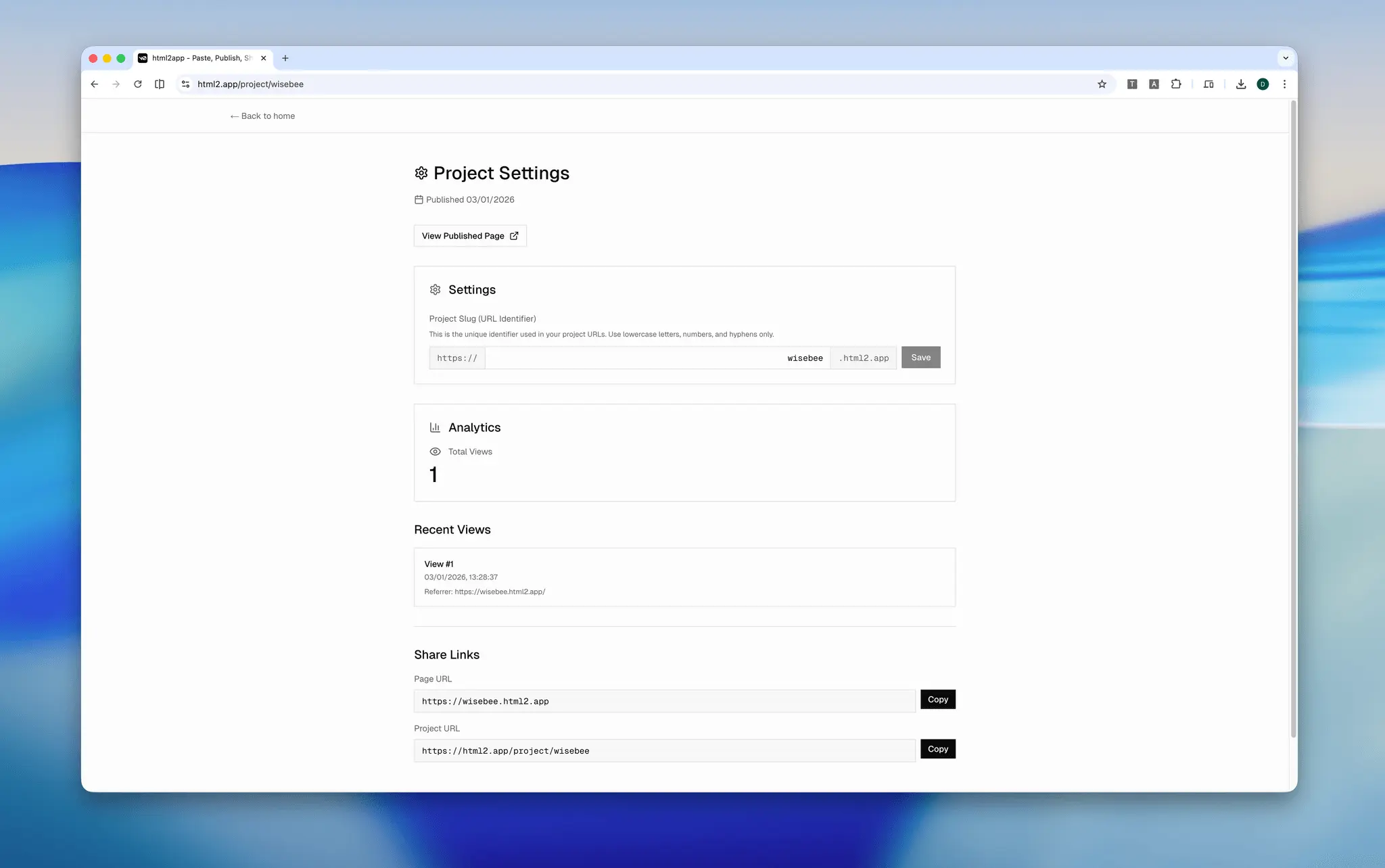 Screenshot 1 of html2app