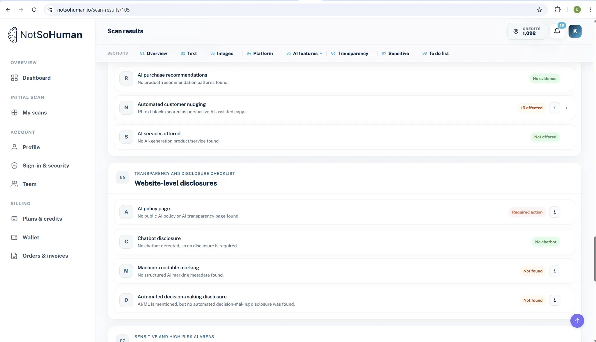 Screenshot 4 of EU AI Act Website Scanner
