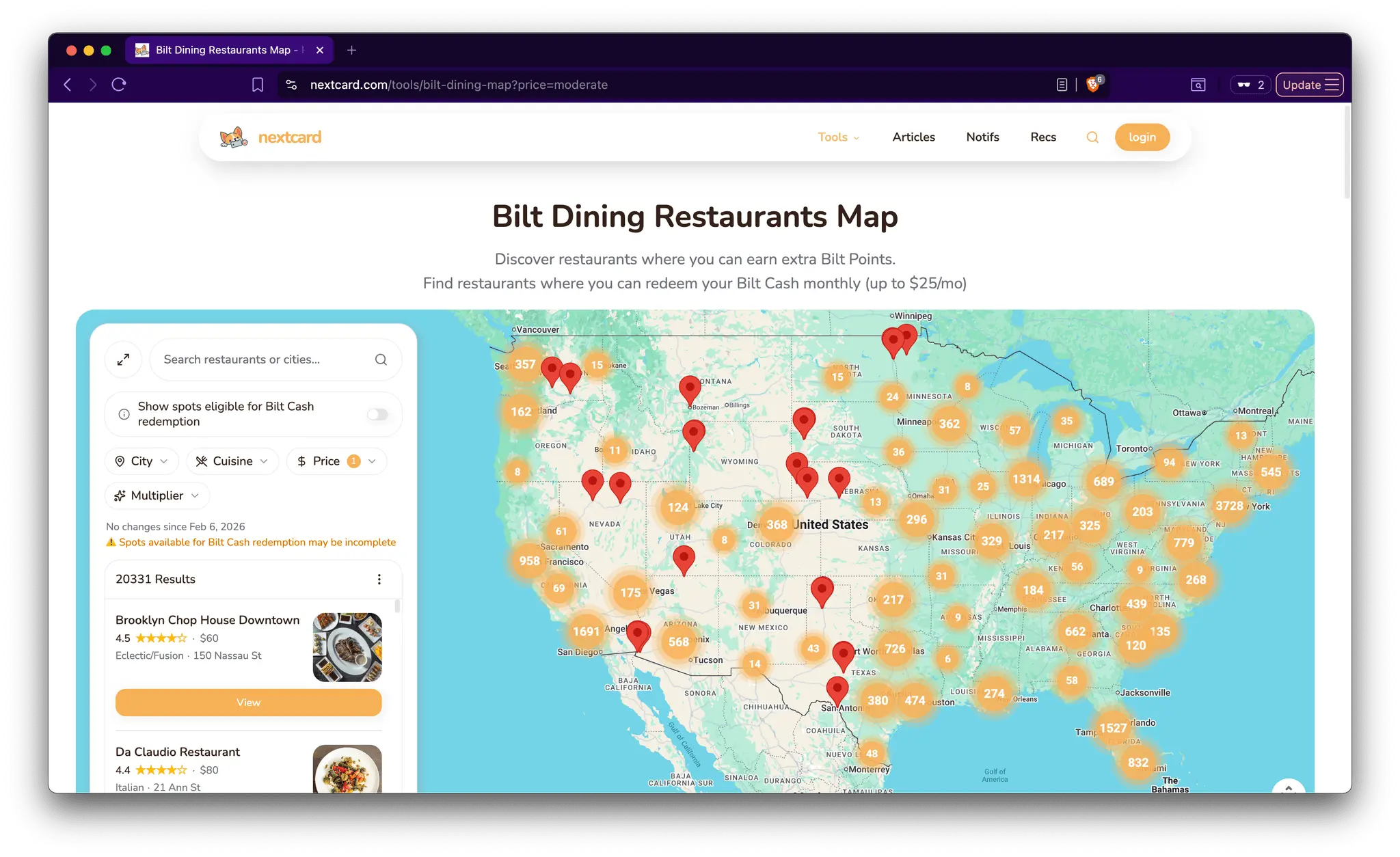 Screenshot 1 of Bilt Dining Restaurants Map