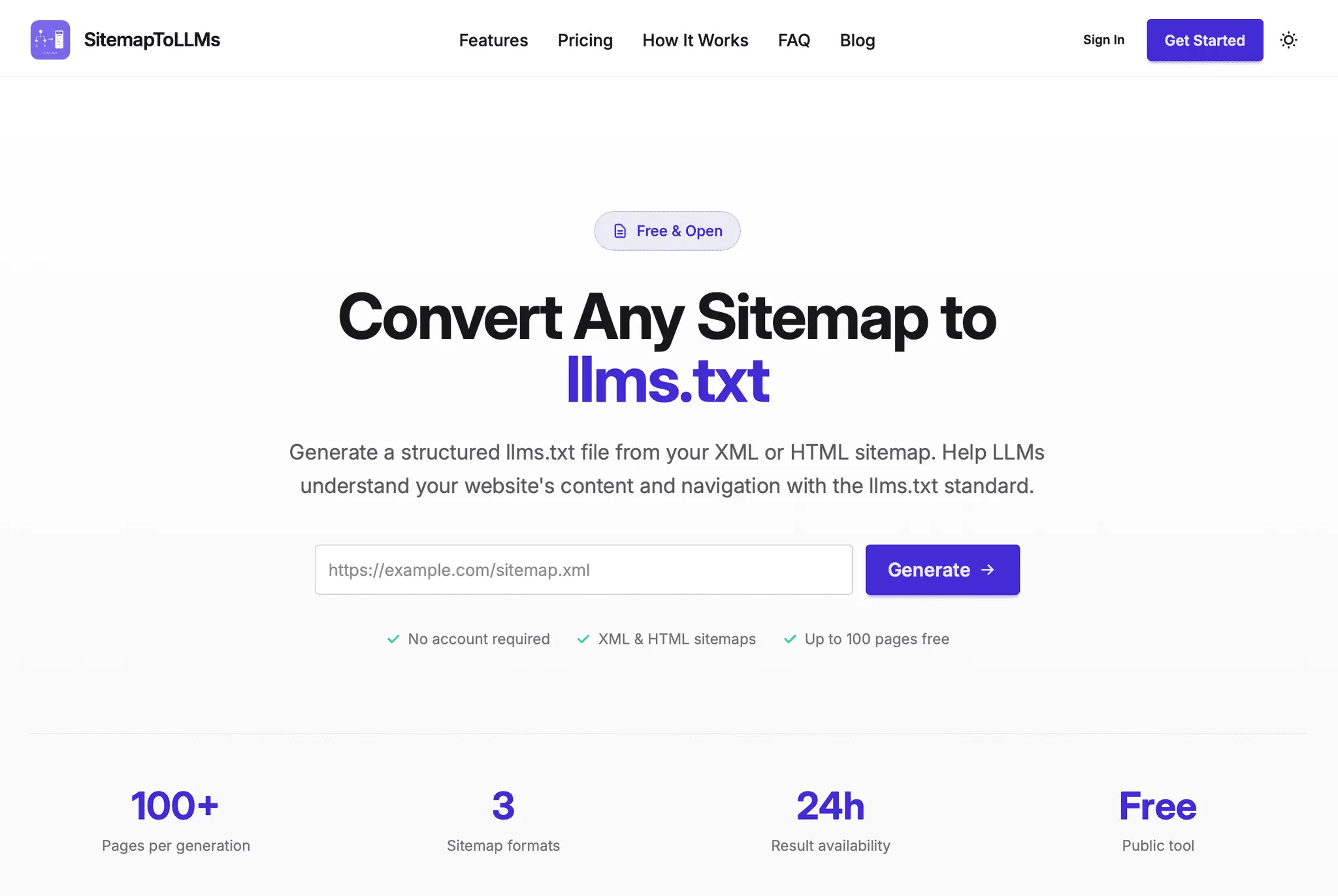 Screenshot 1 of SitemapToLLMs