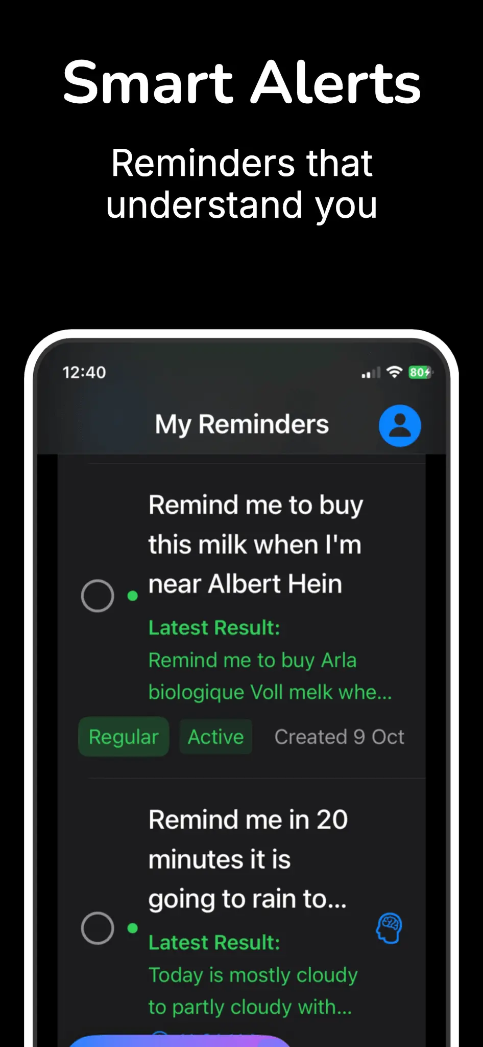 Screenshot 1 of RemindMe: AI Reminders App