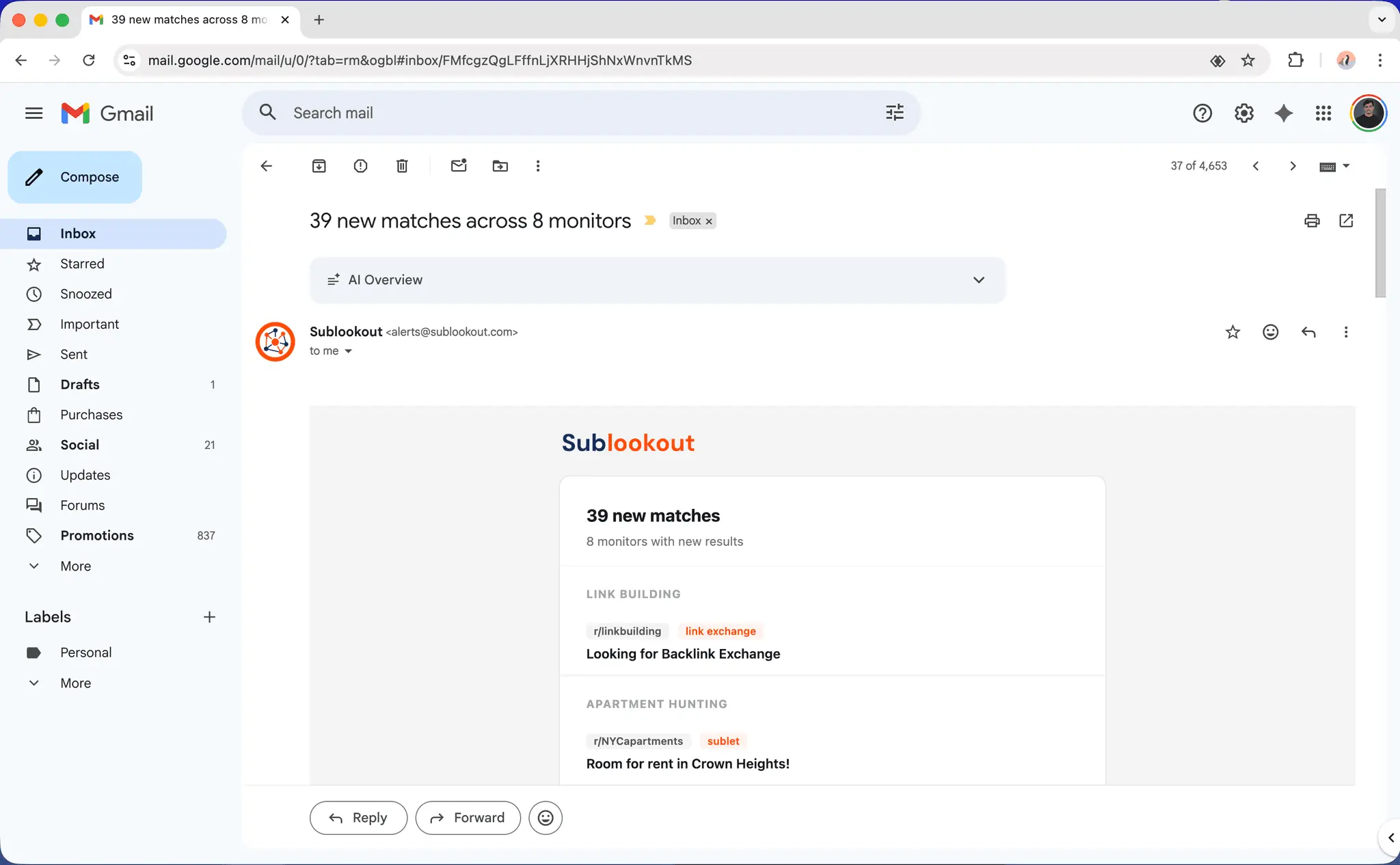 Screenshot 1 of Sublookout