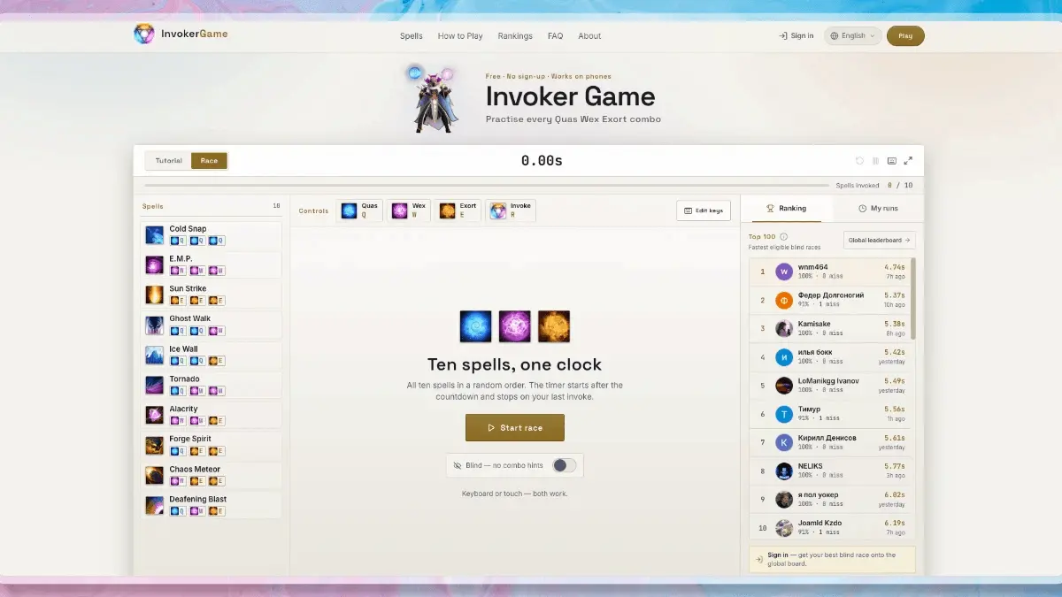 Screenshot 1 of Invoker Game