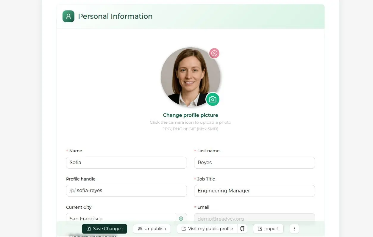 Screenshot 1 of ReadyCV