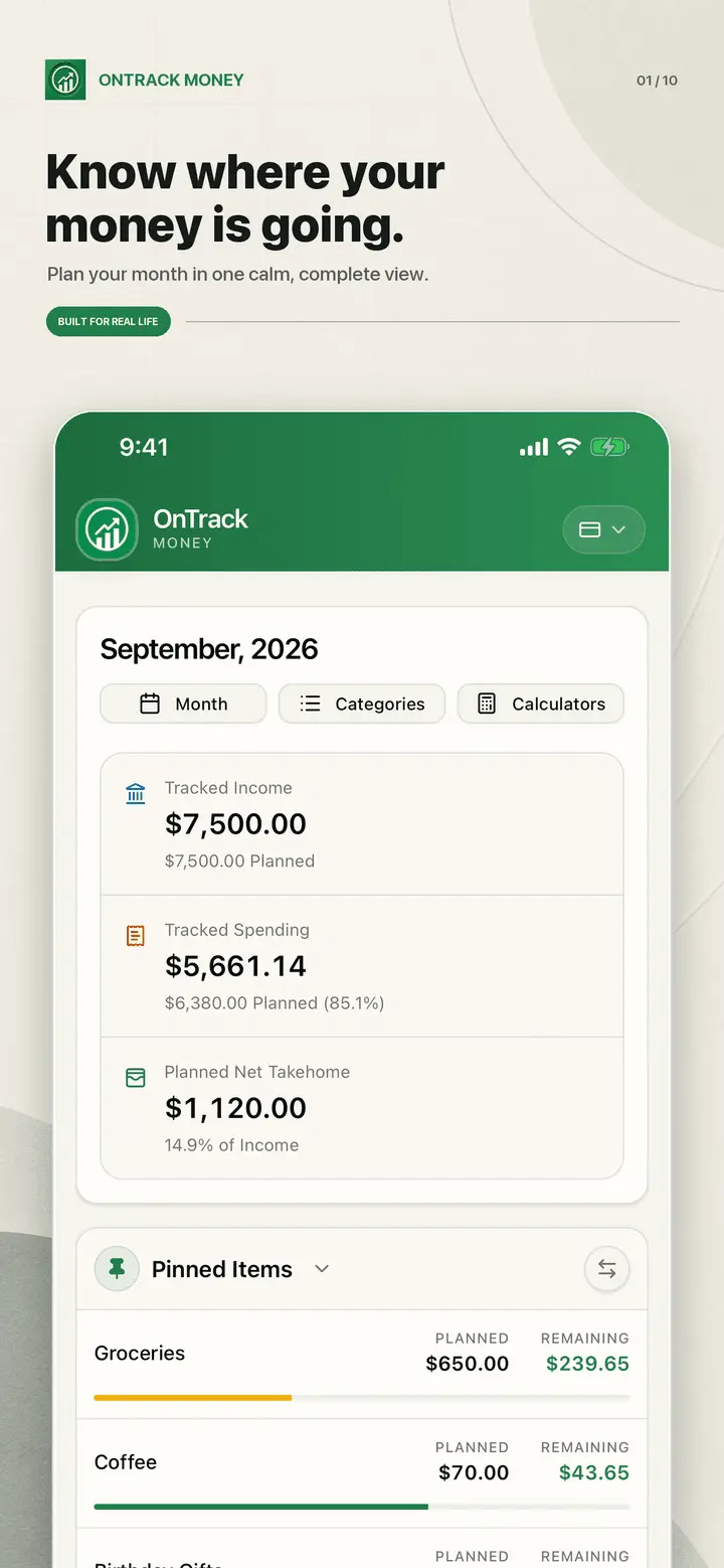 Screenshot 1 of OnTrack Money