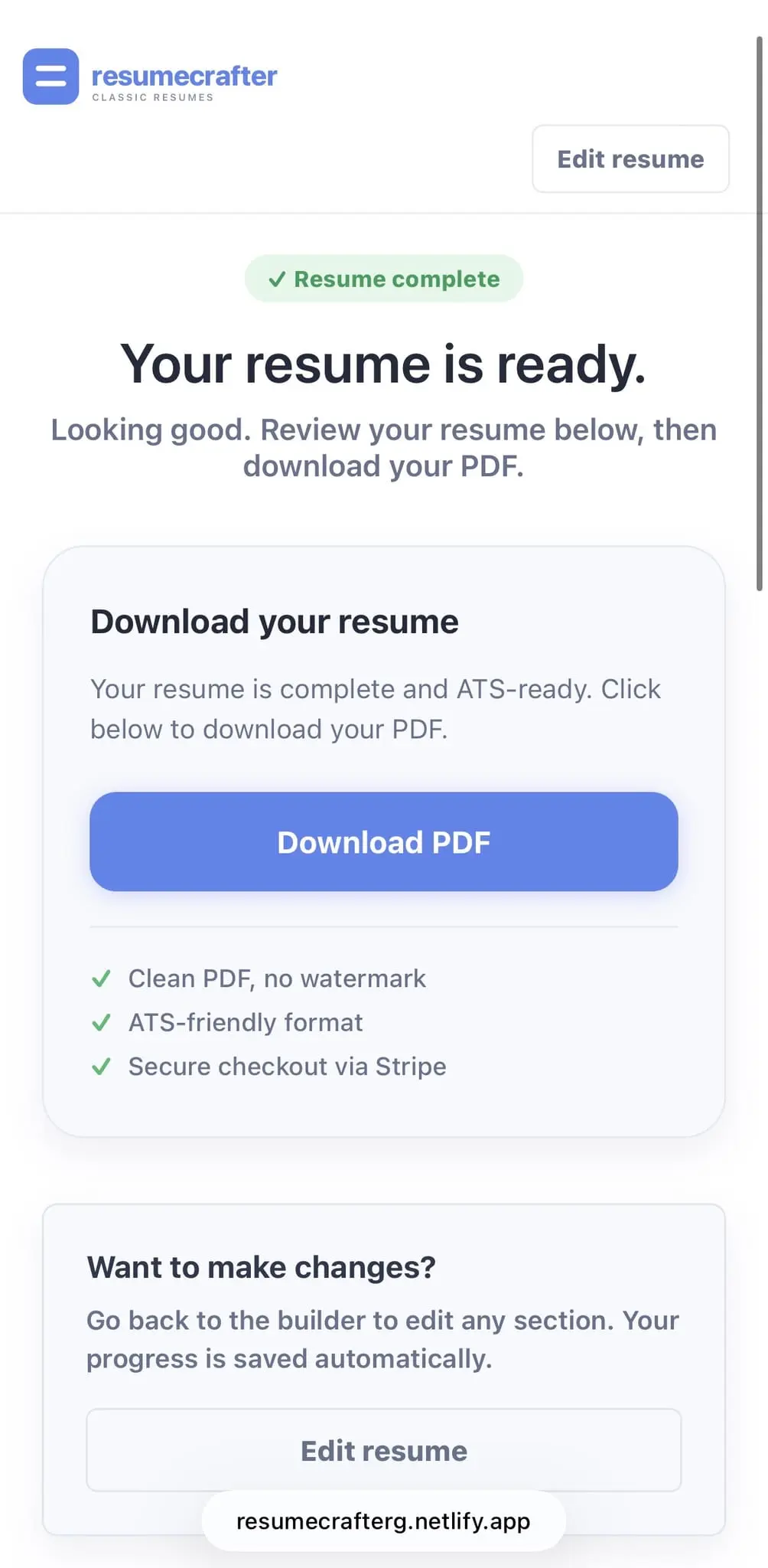 Screenshot 1 of ResumeCrafter