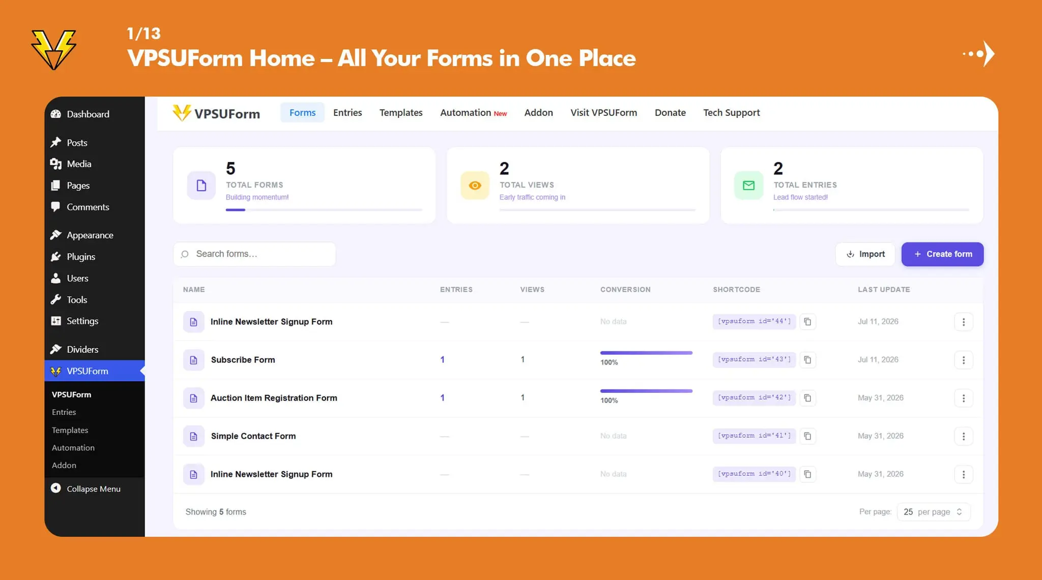 Screenshot 1 of VPSUForm