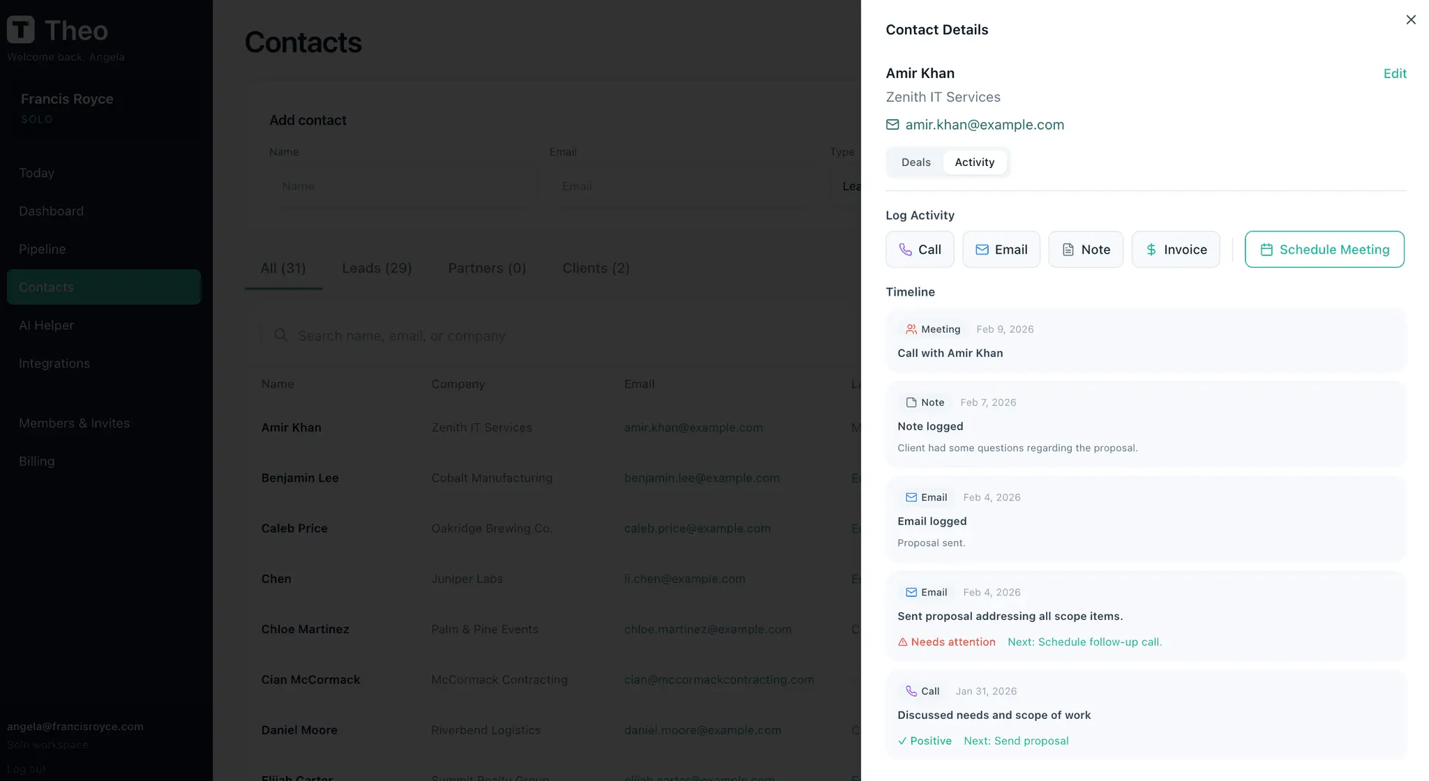 Screenshot 4 of Theo: CRM for Professional Services