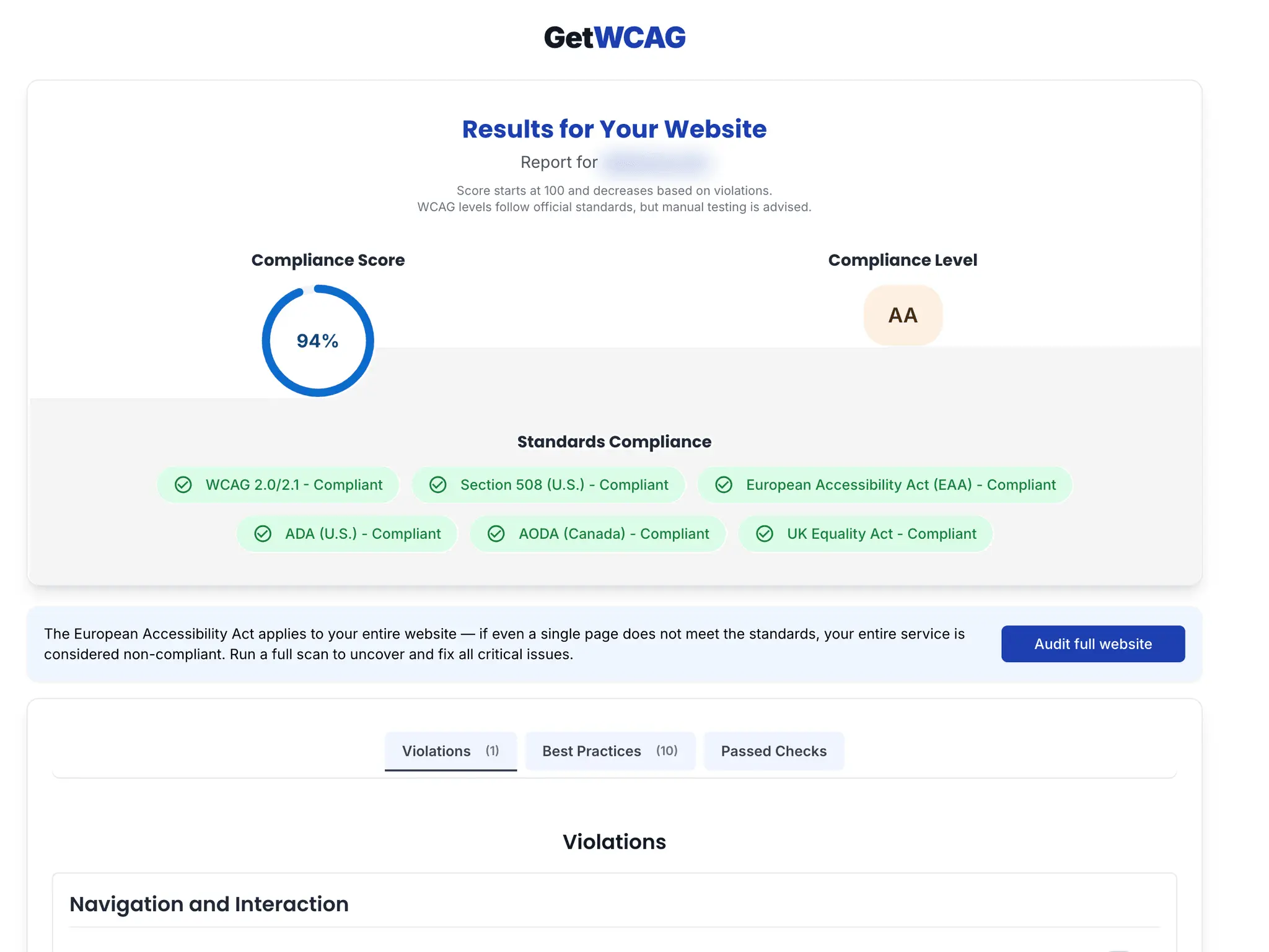 Screenshot 1 of GetWCAG