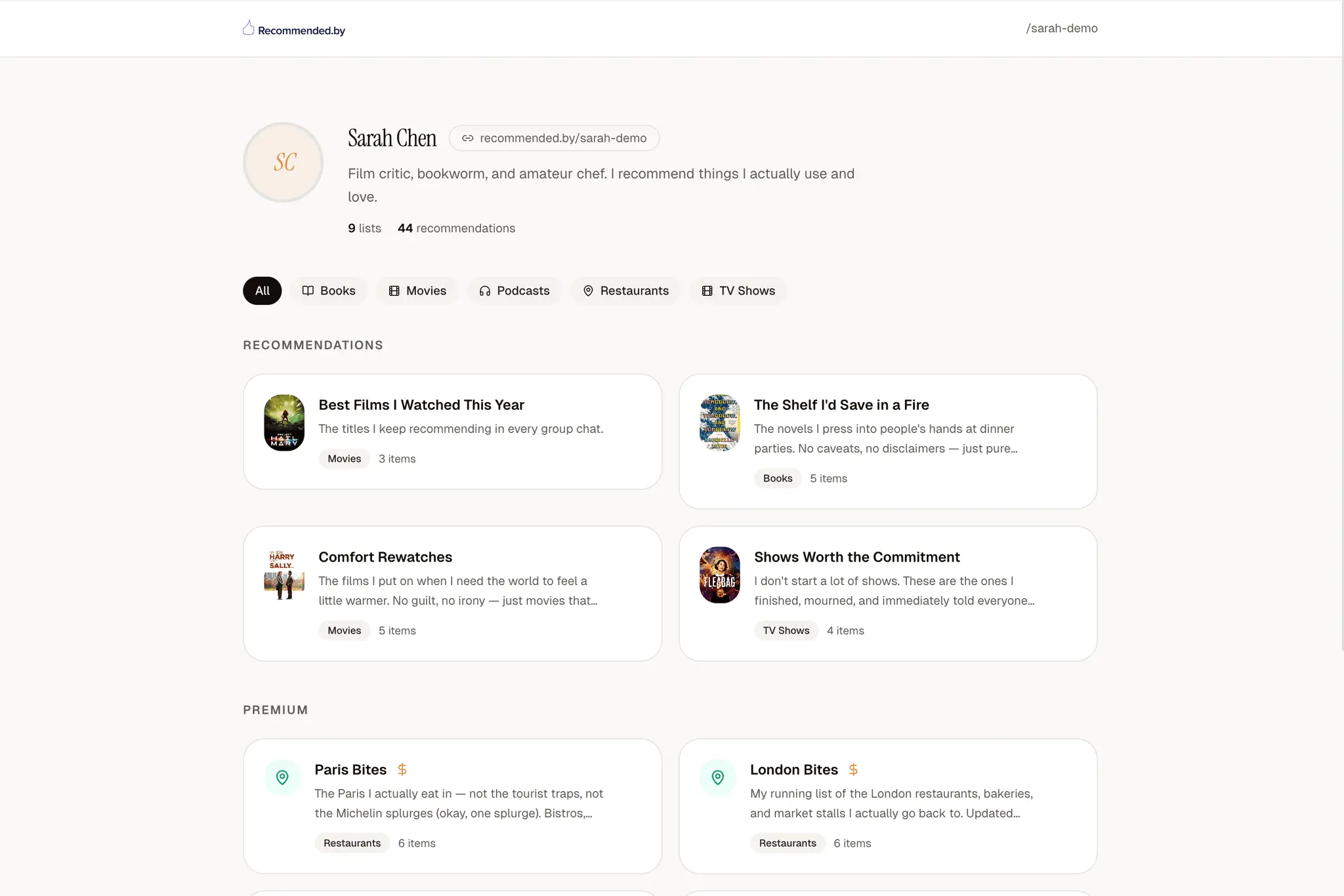 Screenshot 1 of recommended.by