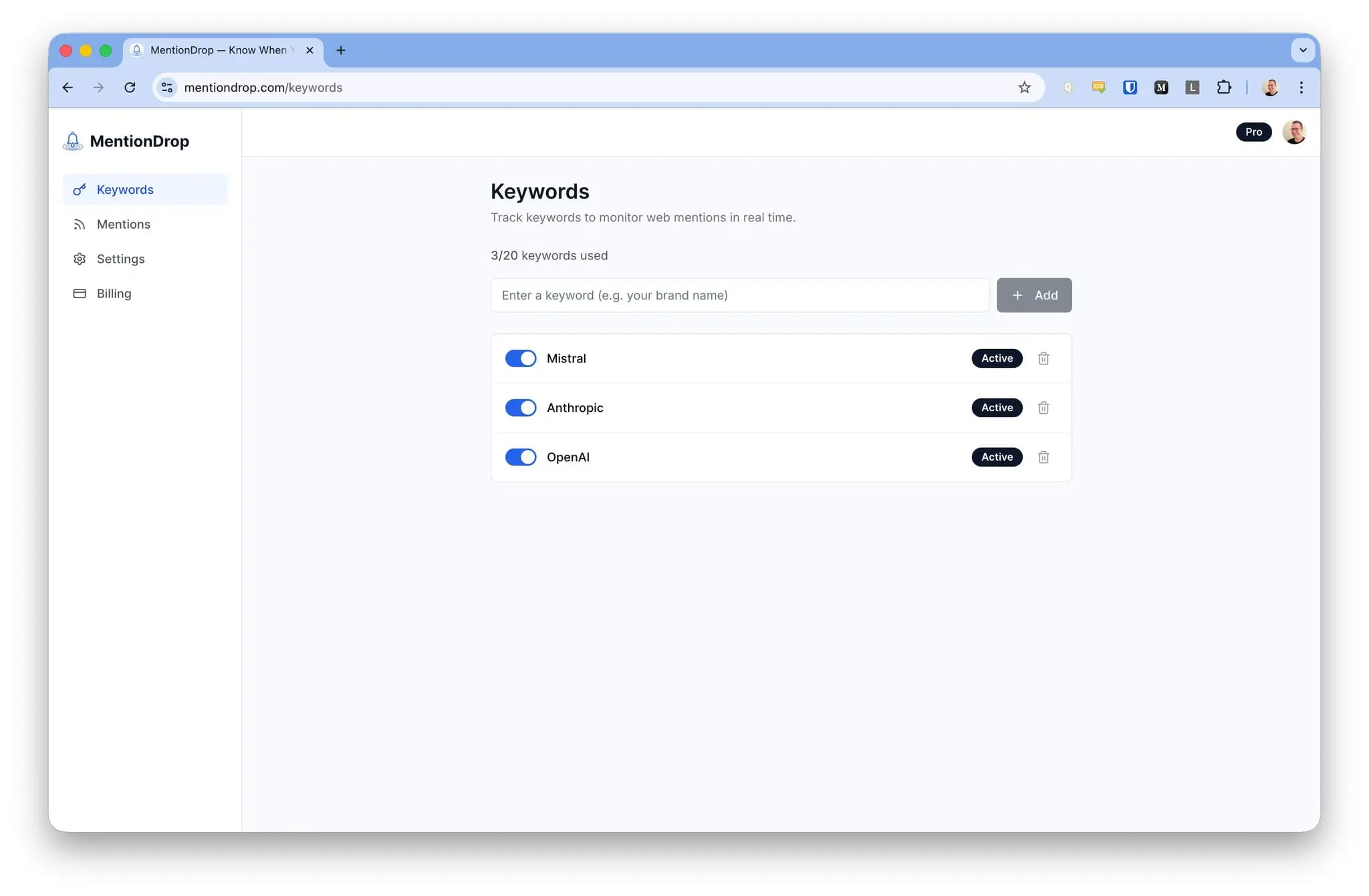 Screenshot 1 of MentionDrop