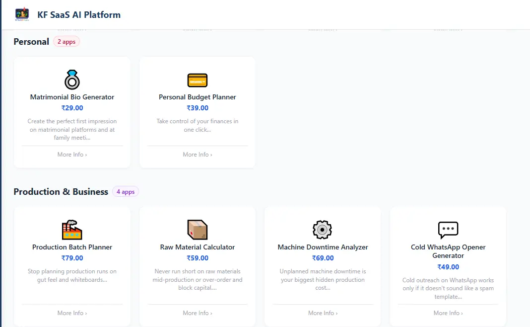 Screenshot 3 of KF SaaS AI Platform