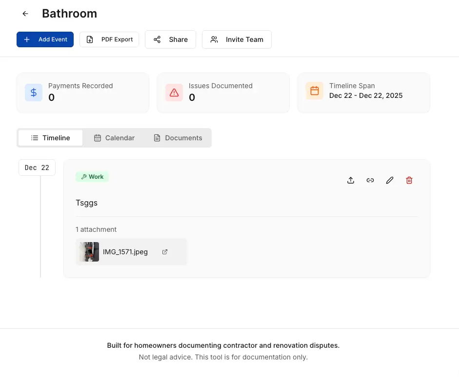 Screenshot 3 of Renovation Timeline