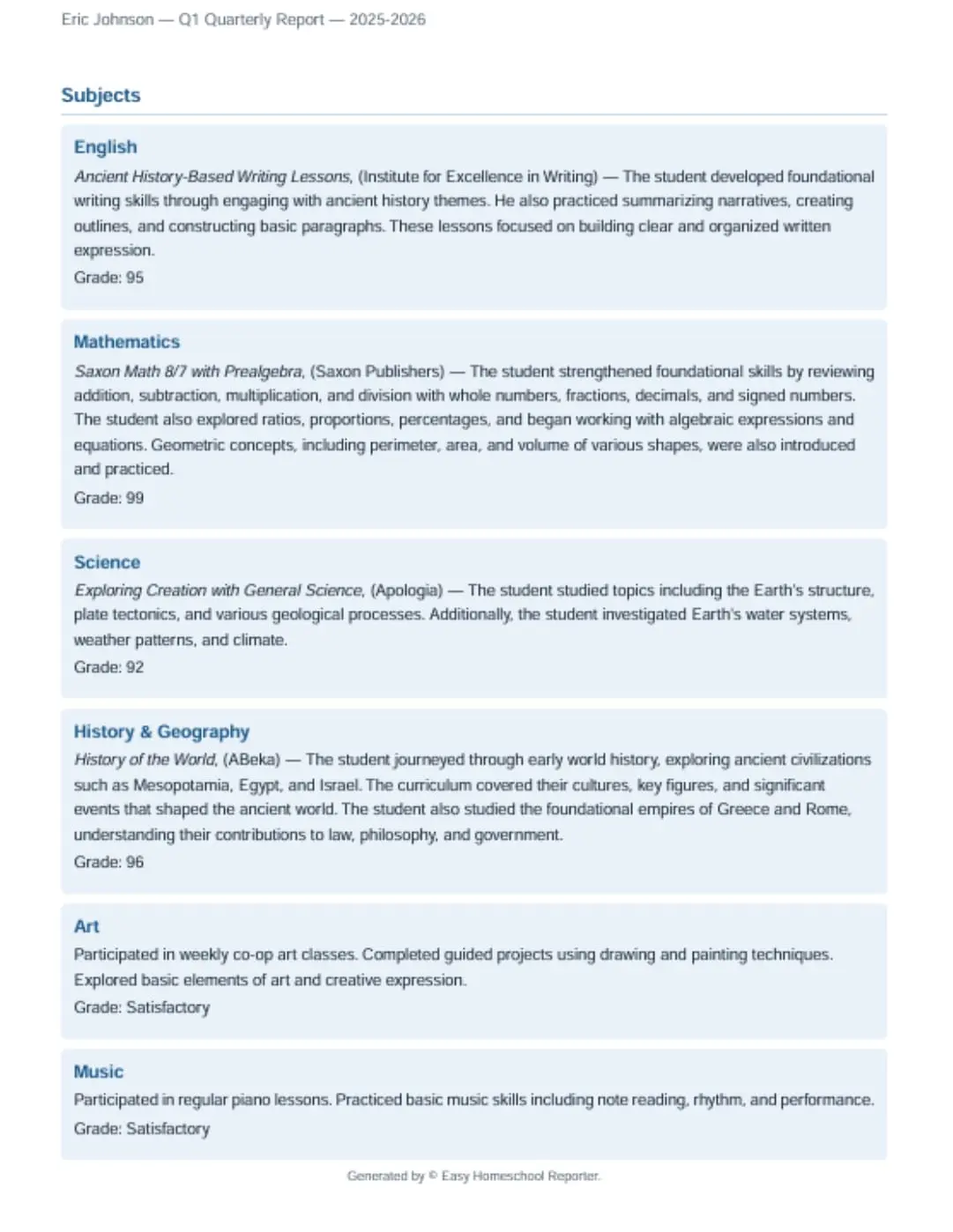 Screenshot 7 of Easy Homeschool Reporter