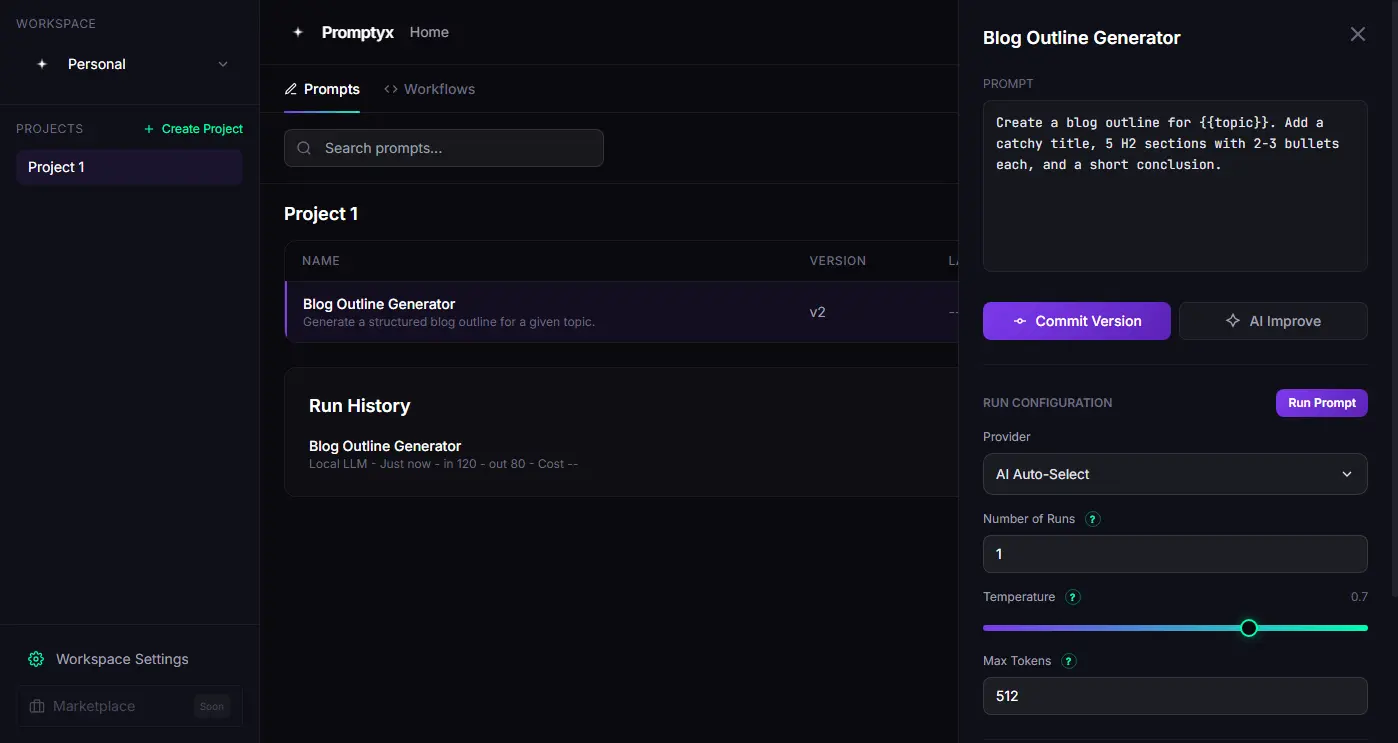 Screenshot 1 of Promptyx