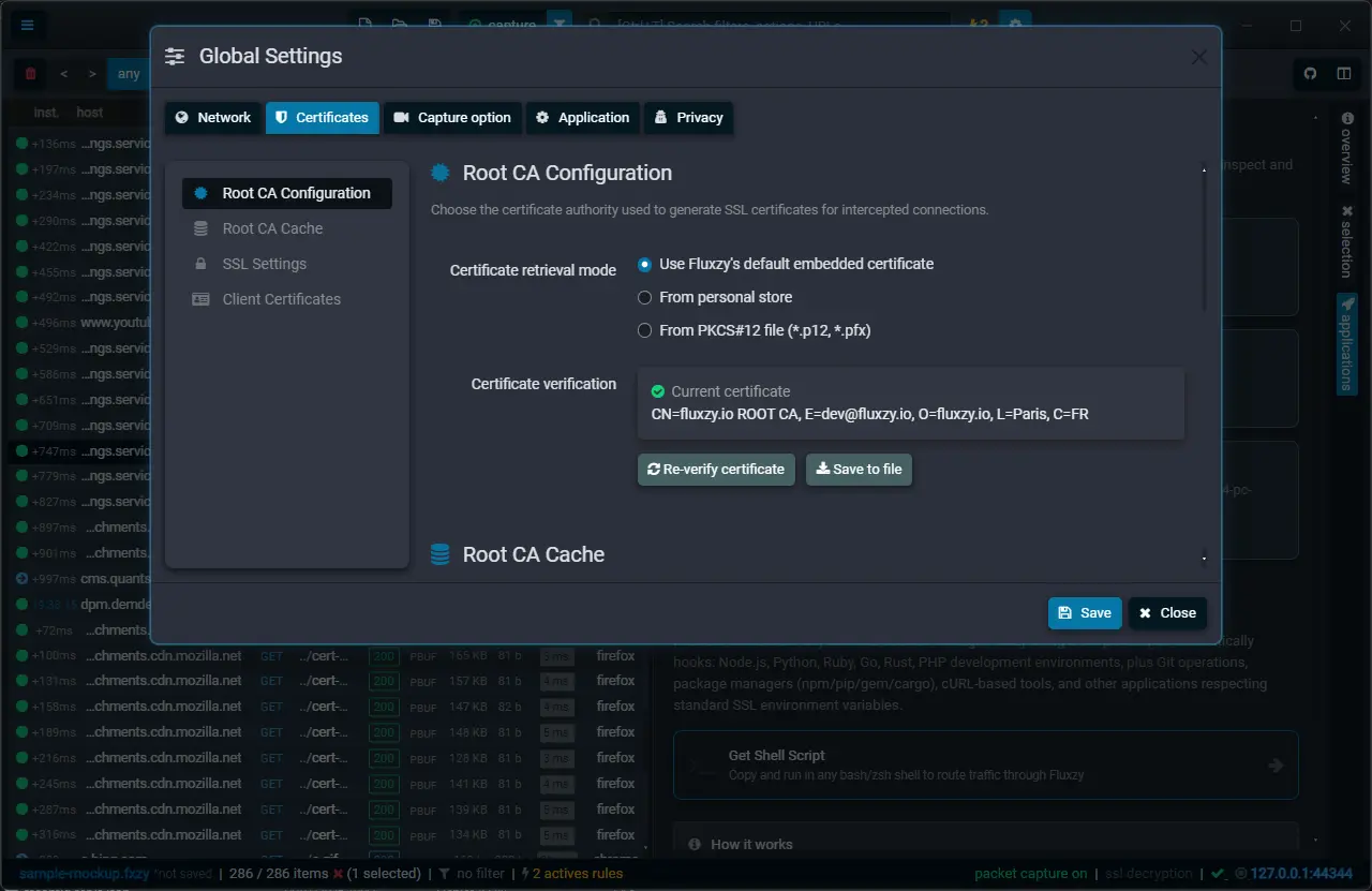 Screenshot 1 of Fluxzy Desktop