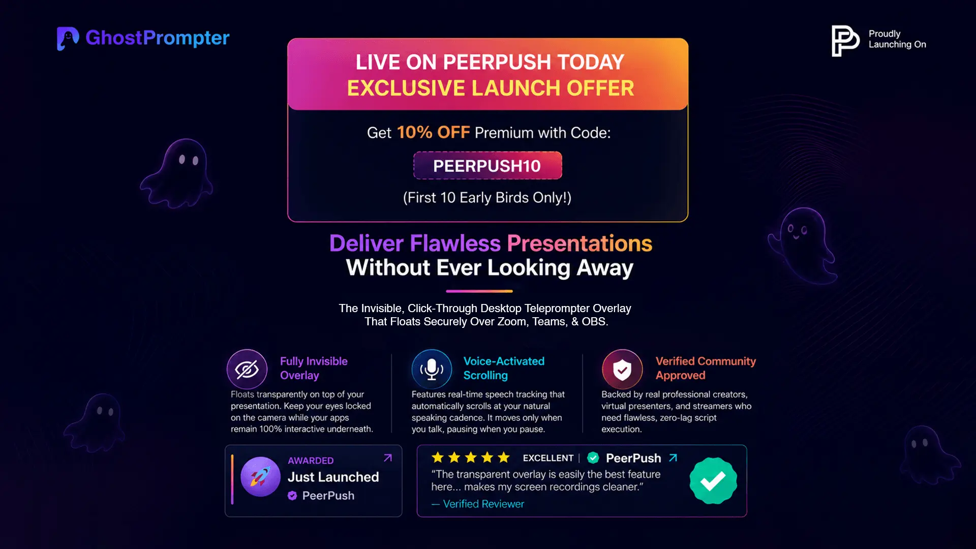 Screenshot 1 of GhostPrompter – Invisible Teleprompter
