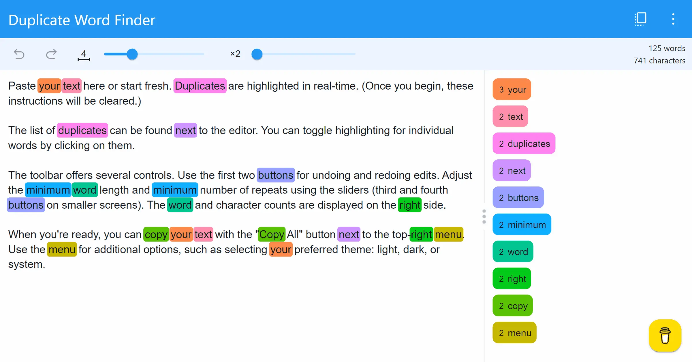 Screenshot 1 of Duplicate Word Finder
