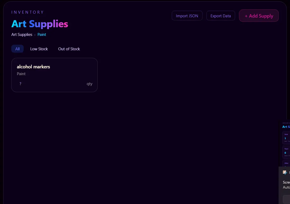 Screenshot 9 of ArtSupplyTracker