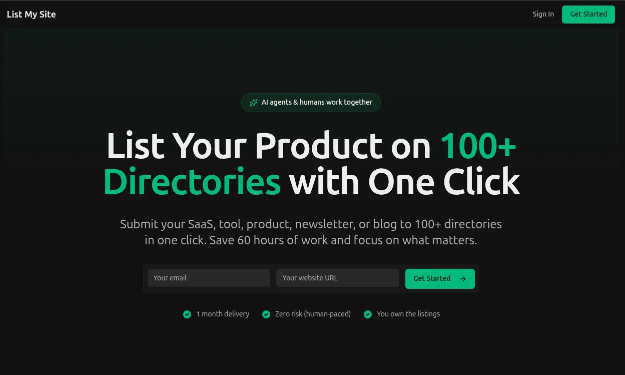 Screenshot 1 of List My Site
