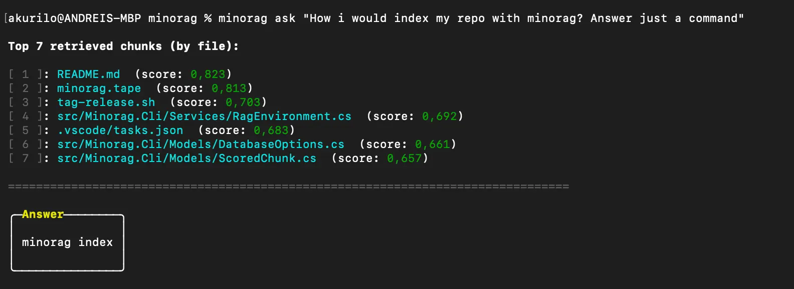 Screenshot 1 of minorag