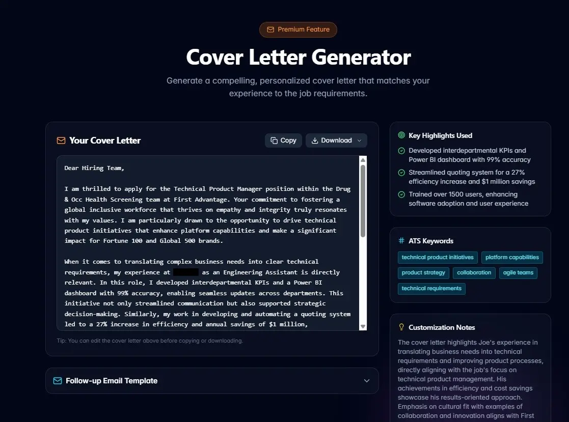 Screenshot 1 of Career Scribe AI