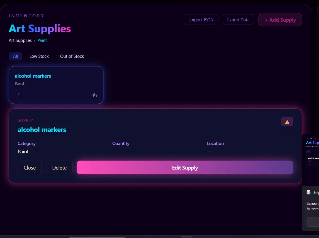 Screenshot 10 of ArtSupplyTracker
