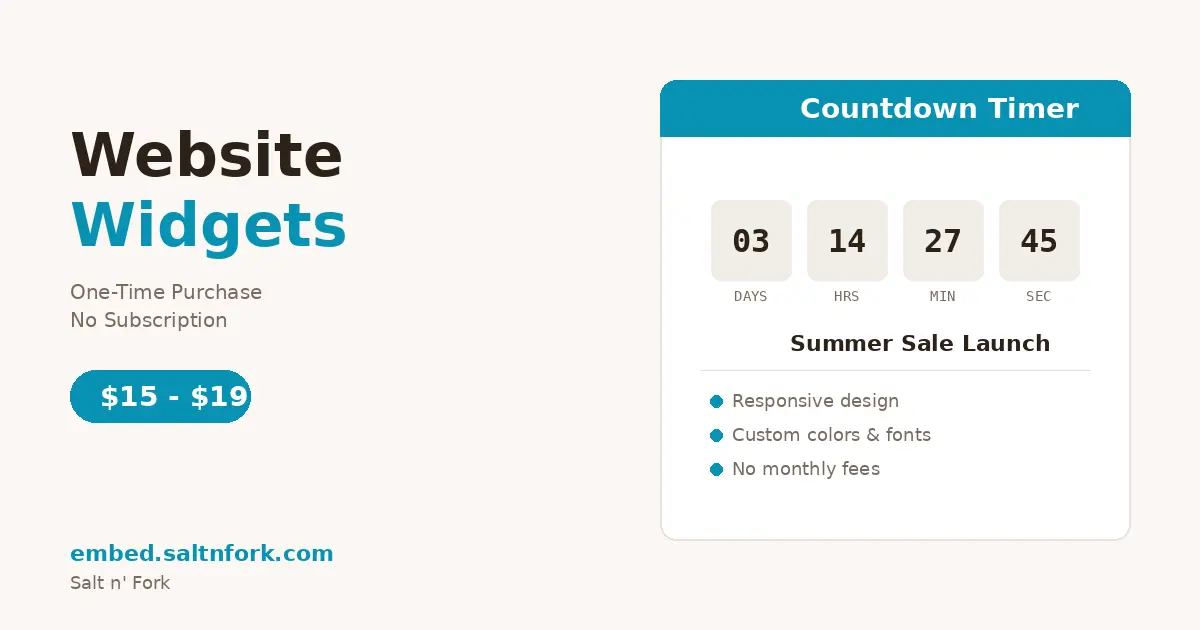 Screenshot 1 of Website Widgets | Salt n' Fork