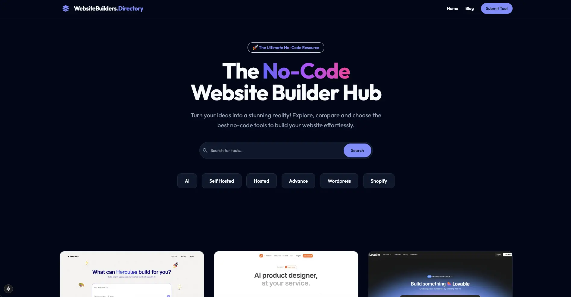Screenshot 1 of Website Builders Directory
