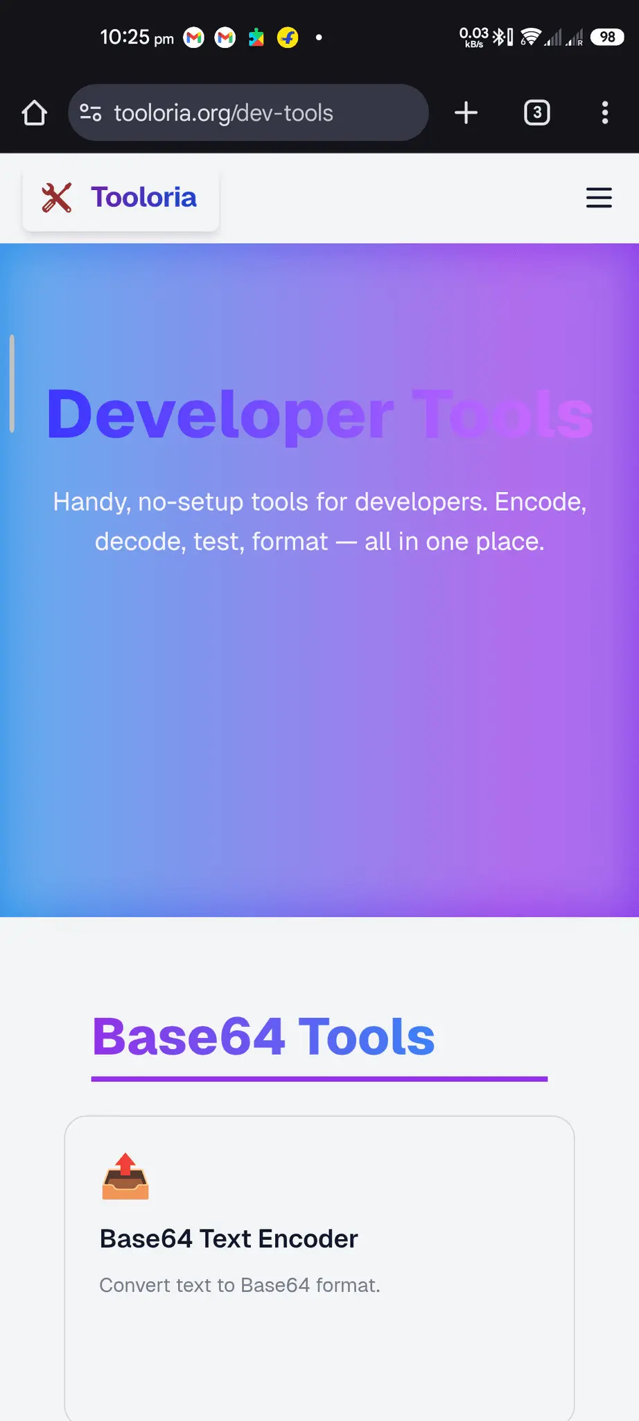 Screenshot 1 of tooloria.org