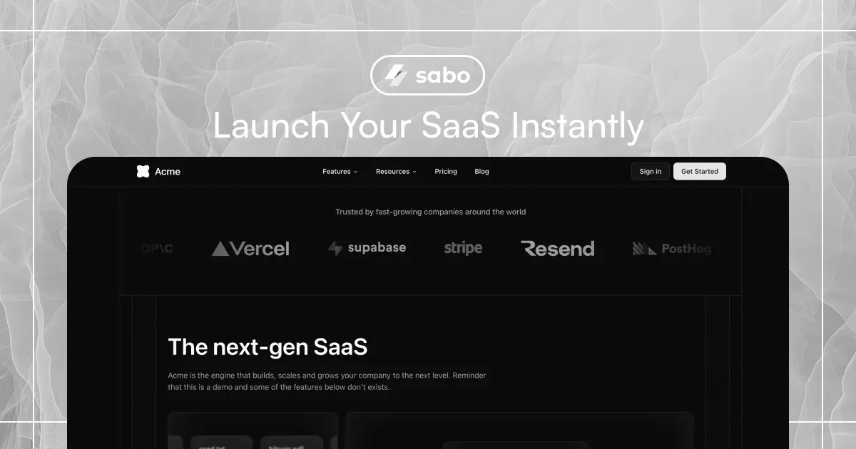 Screenshot 1 of Sabo - Production-Ready SaaS Boilerplate