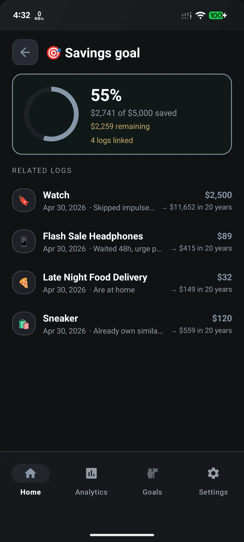 Screenshot 3 of Unspent: No Buy & Savings Tracker